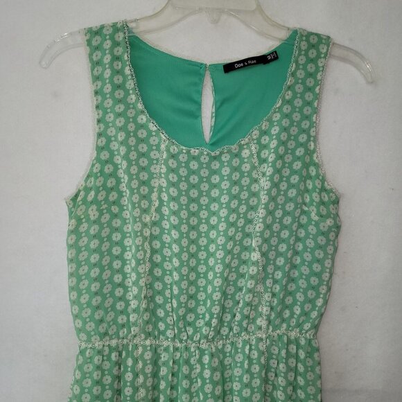 Doe & Rae Dress Womens M Green Floral Stretch Lined Cottagecore Sleeveless Flowy - Picture 2 of 11